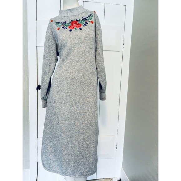 Vintage Kittens 80’s Flowers Cottagecore Sweatshirt Dress Fuzzy Pajamas Fleece - Picture 1 of 12